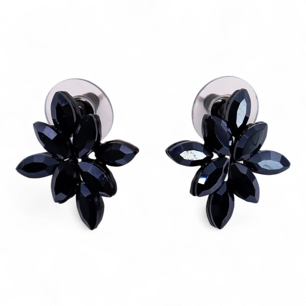Jet Black – Vintage-lasi – Kukka – Korvakorut