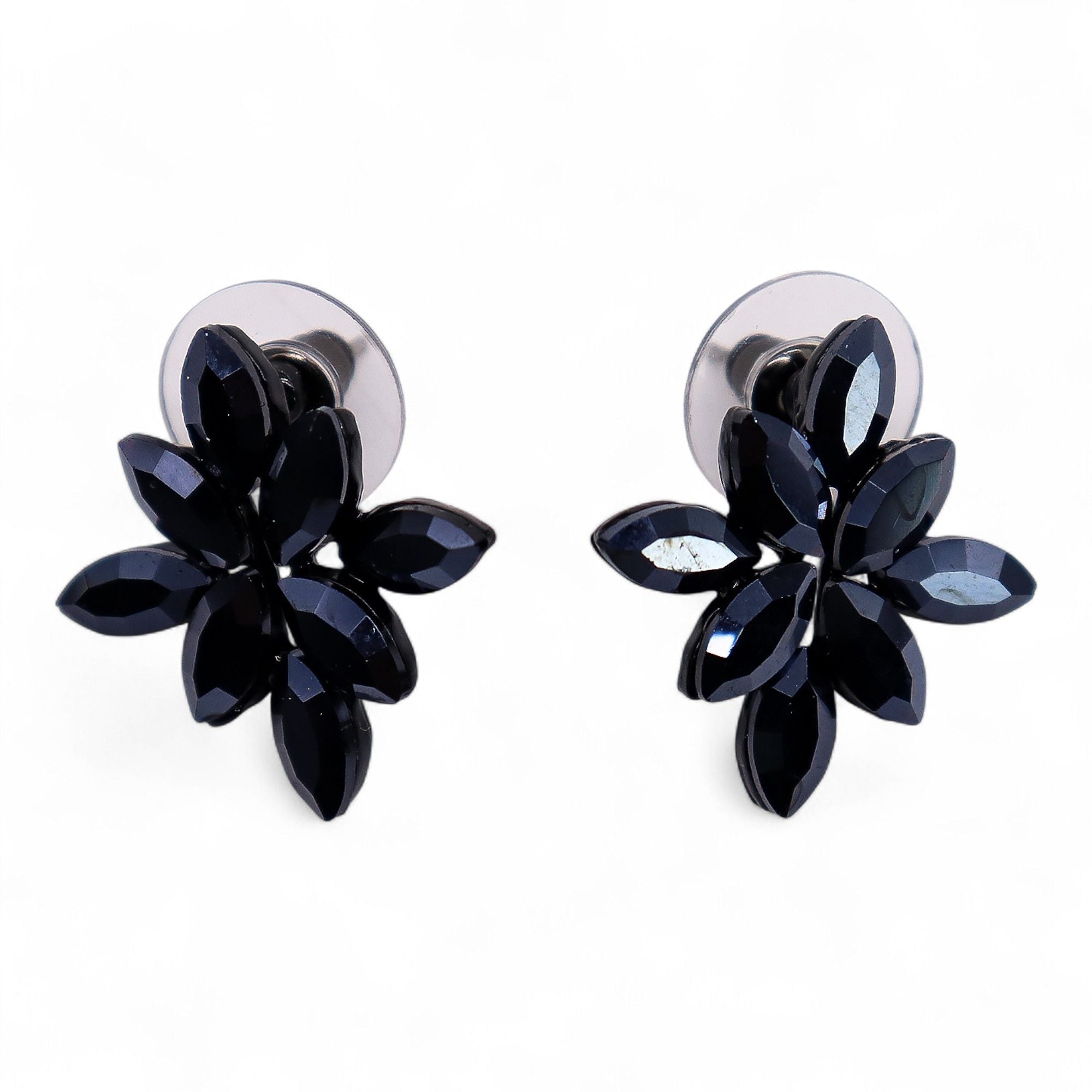 Jet Black – Vintage-lasi – Kukka – Korvakorut