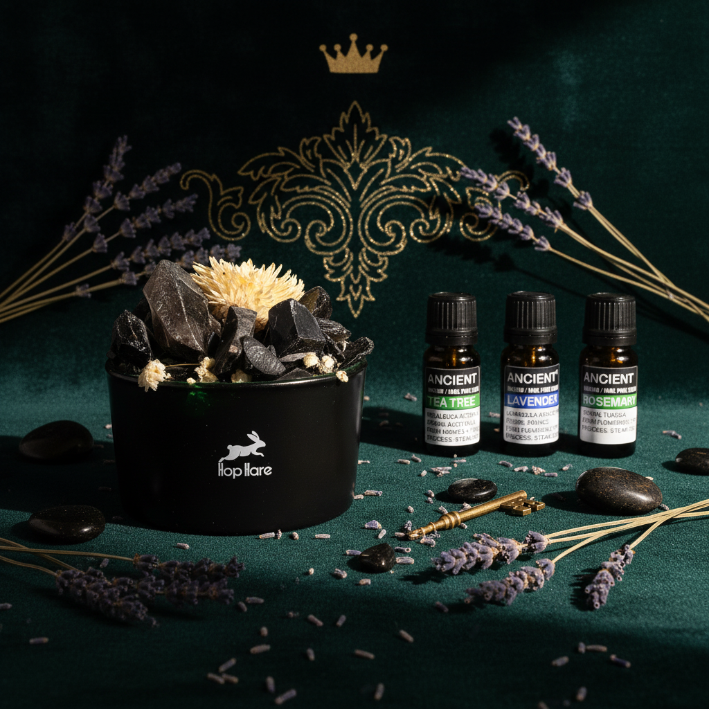 Kristallisetti + 3 eteeristä öljyä – The King Aromaterapia-lahjasetti